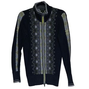 Eddie Bauer Fair Isle Zip Up Size Medium Cardigan Sweater